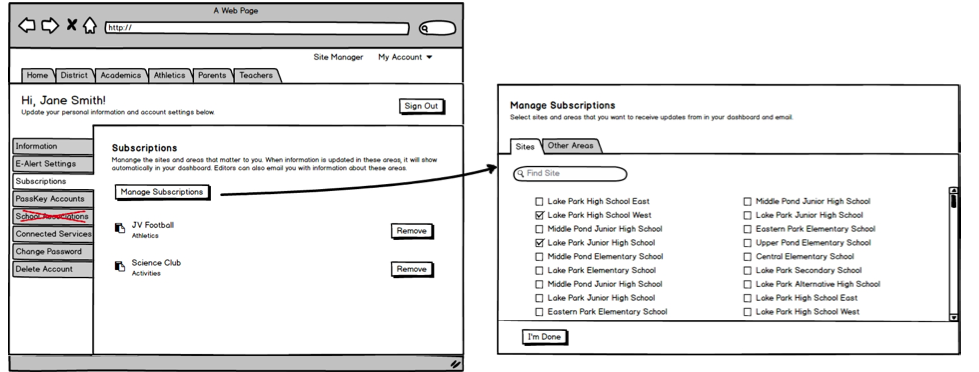 Wireframes by Heather Boyer and Kelly Reese. Rights Blackboard 2013+. Definition of admin settings on stream and subscriptions.