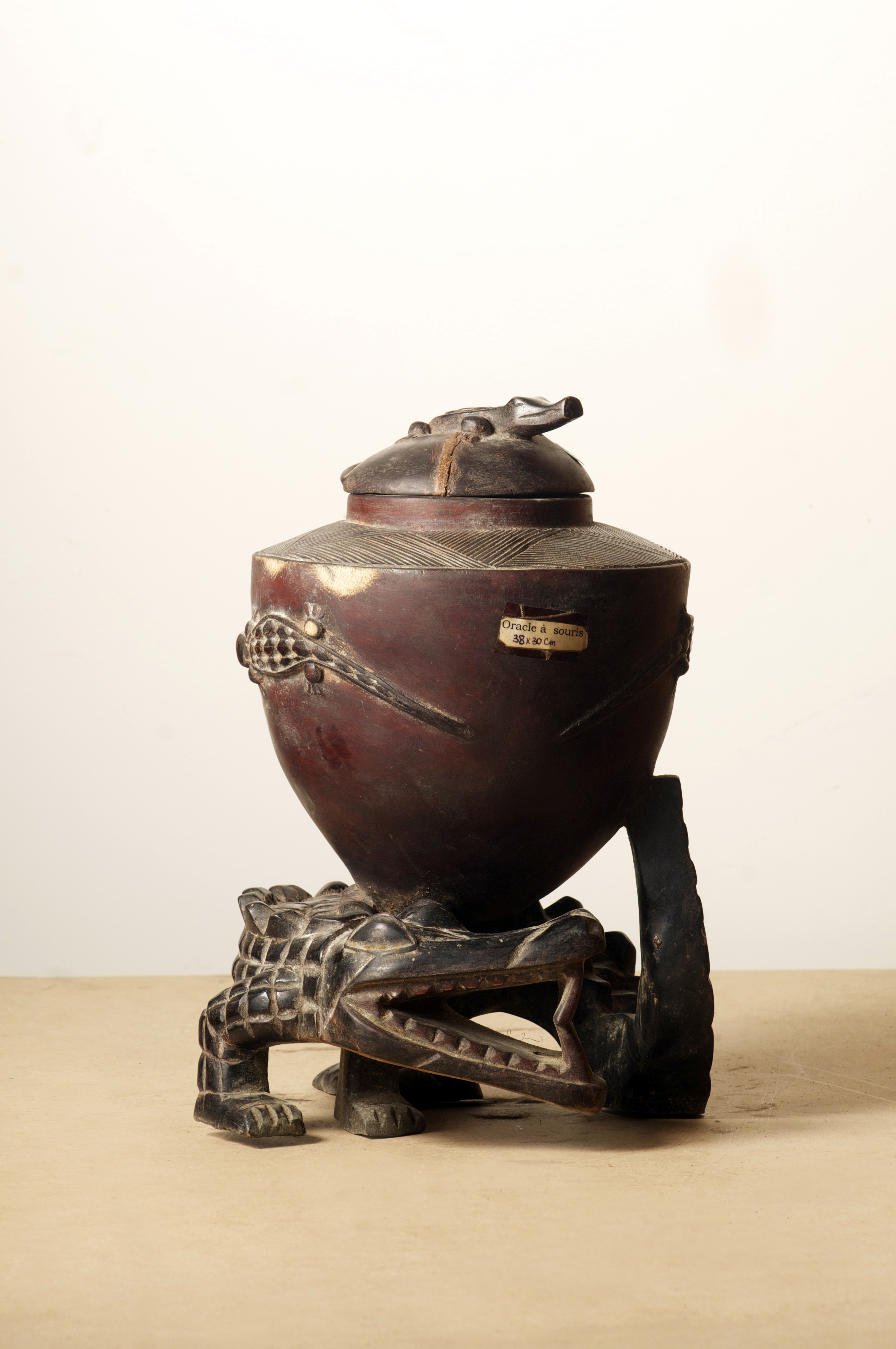 Baule pot with crocodile, Cote D'Ivoire. Height 15inch. Pp.$400.00.jpg