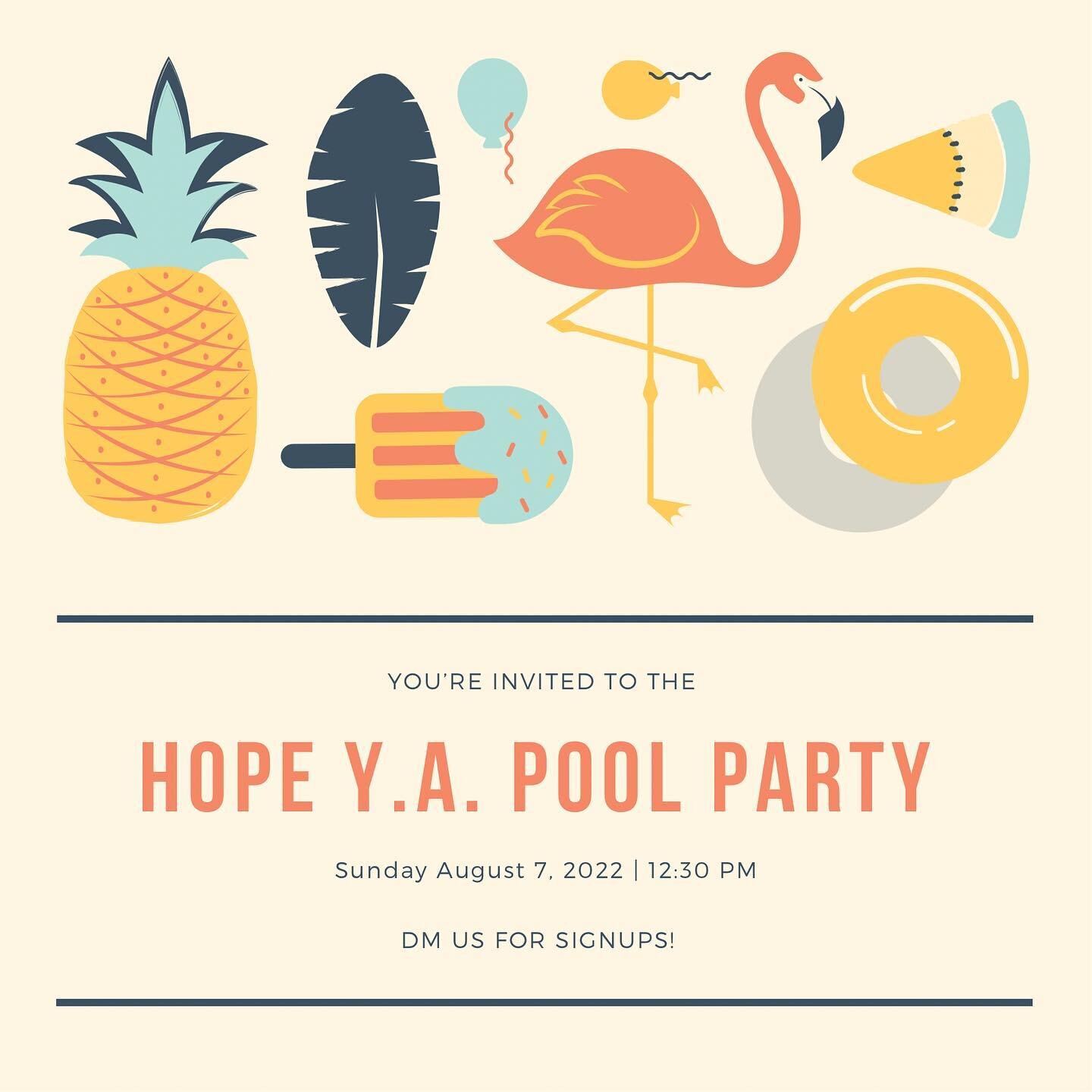 SUNDAY FUNDAY! 
Don&rsquo;t miss out on the Pool Party this Sunday August 7th at 12:30pm! It will be Potluck Style DM us for more details! ☀️ #poolparty #summer #summervibes #dontmissout #hope