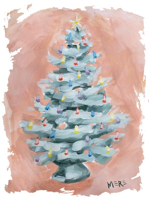 Christmas tree painting in my small sketchbook- #2 Holiday