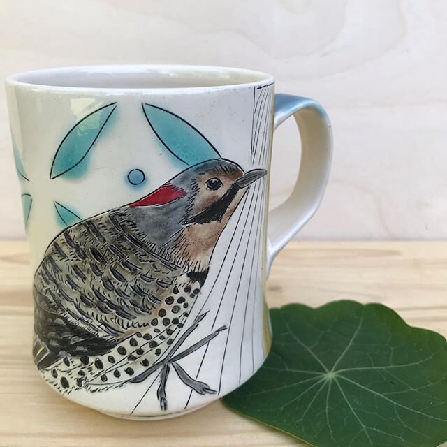 Finished Northern Flicker mug. There is so much more to being a &ldquo;maker&rdquo; than making. Spending my day photographing, edited, uploading and getting descriptions written. In my web shop I will have 15 mugs (along with LOTS of other things) t
