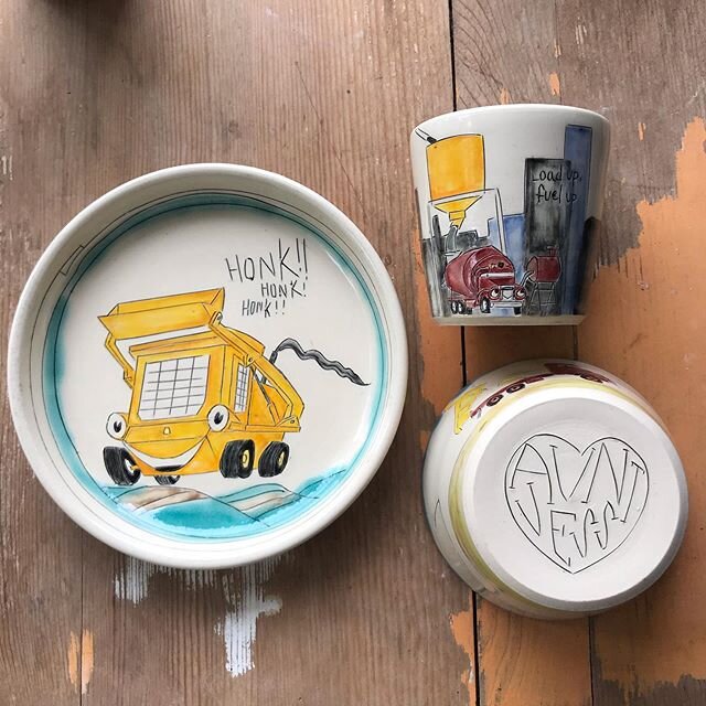 A few of the pieces for my nephews inspired by the book Goodnight, Goodnight, Construction Site.