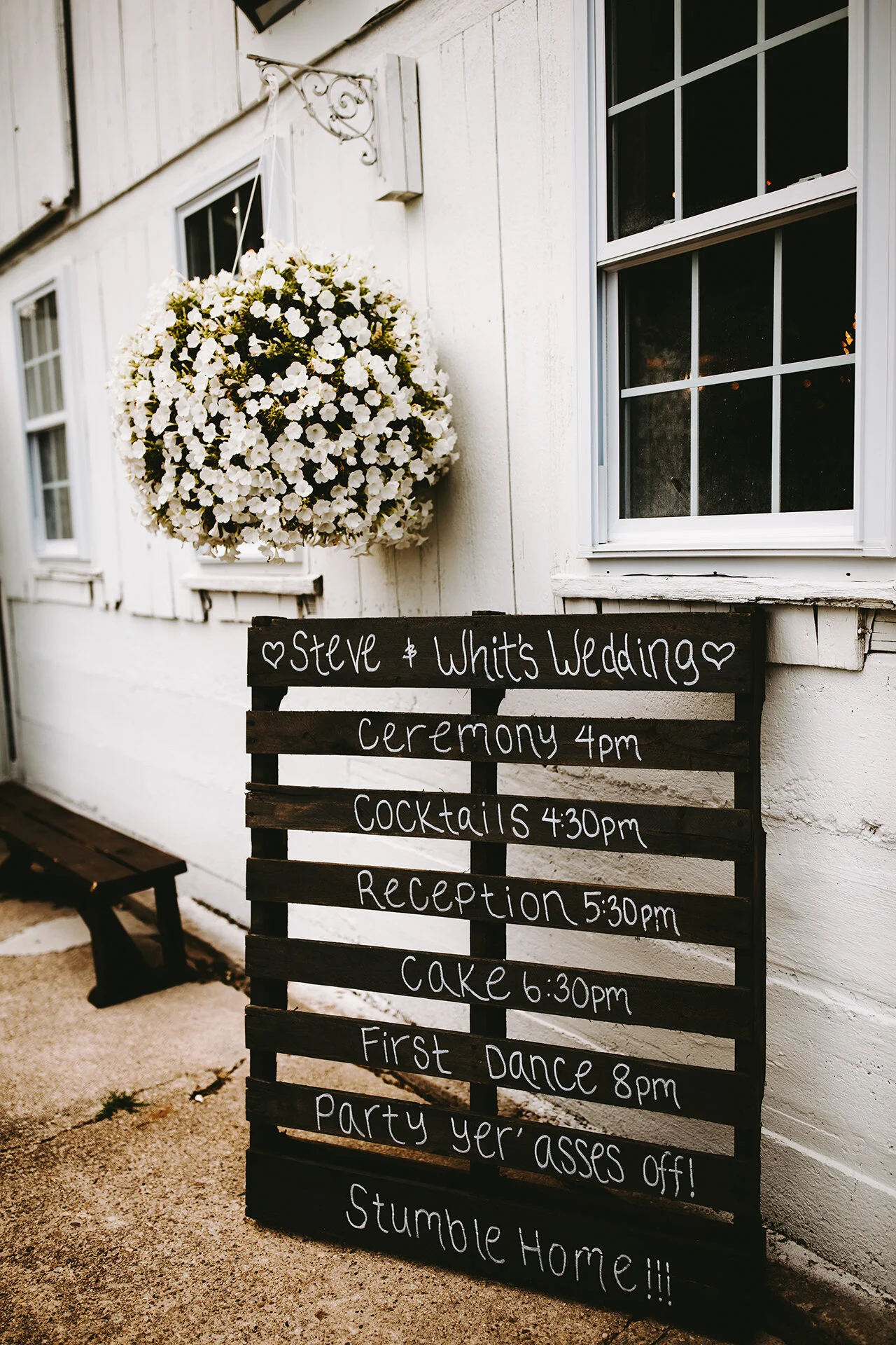 Wisconsin farm country rustic wedding sign timeline