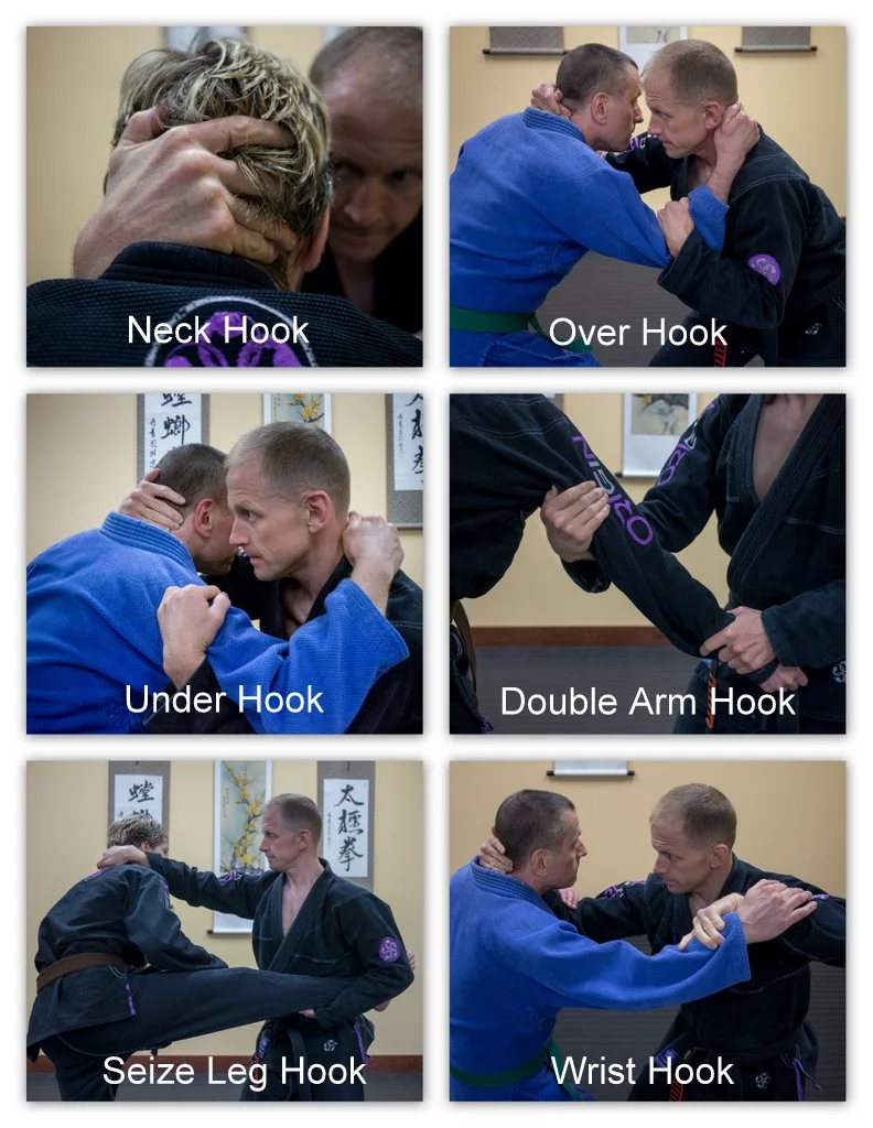 Hook variations found in mantis forms. Common to other styles of martial arts as well.