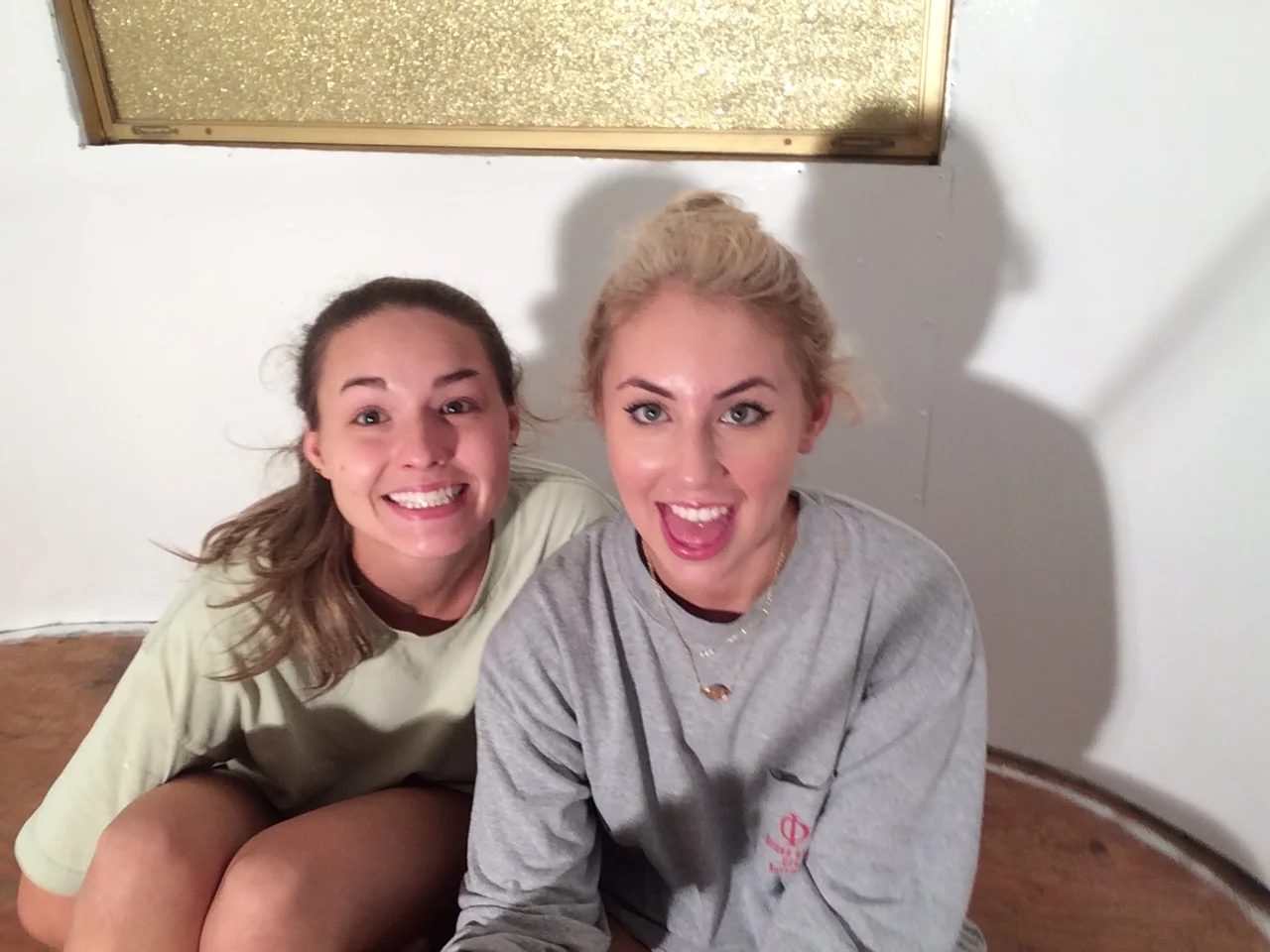 Selfie in the dressing room after we finished painting at 10pm