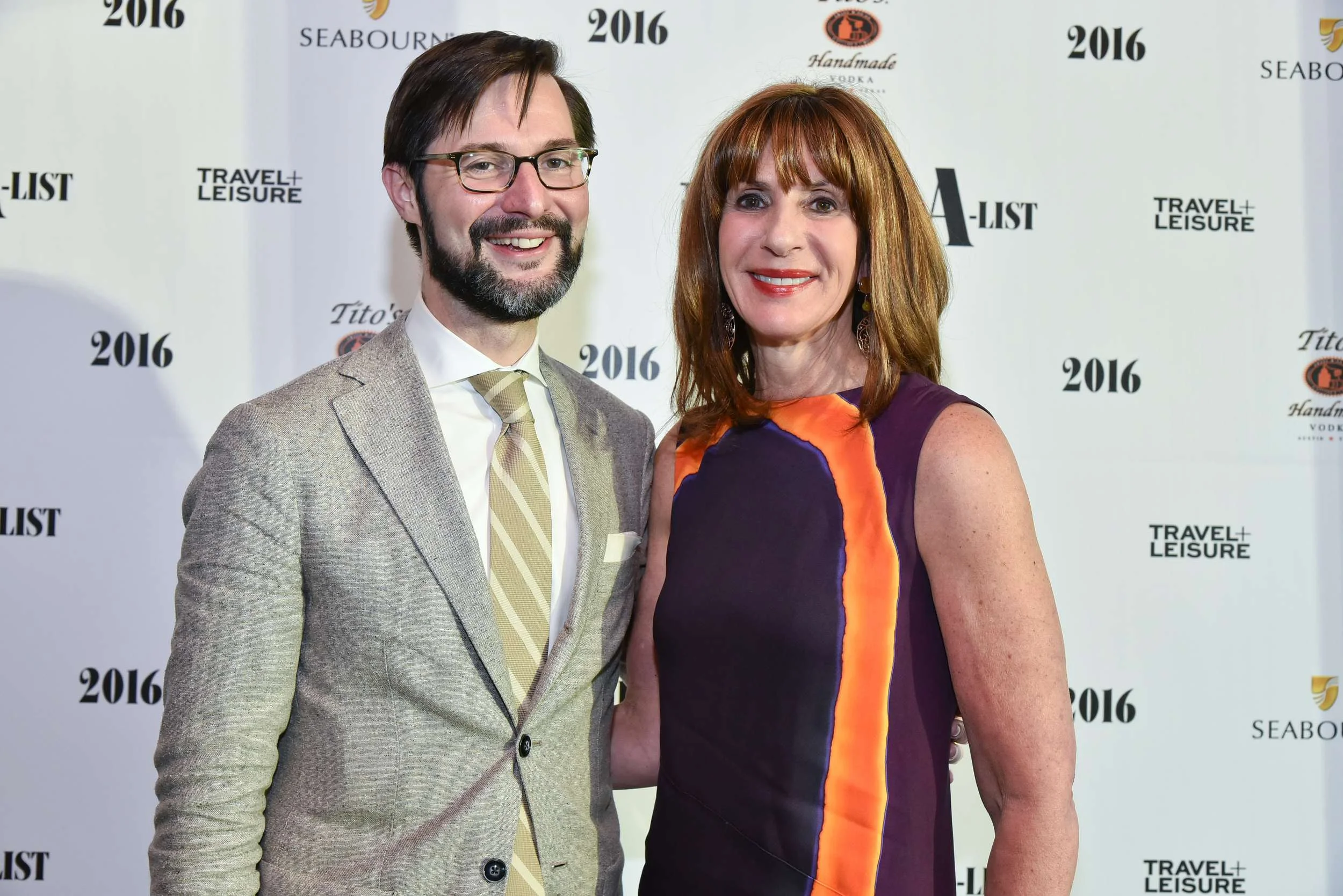 Susan Sparks with Nathan Lump, Editor, Travel + Leisure at the 2016 Travel + Leisure A-List reception August 9th during Virtuoso Week at Hyde Bellagio in Las Vegas.