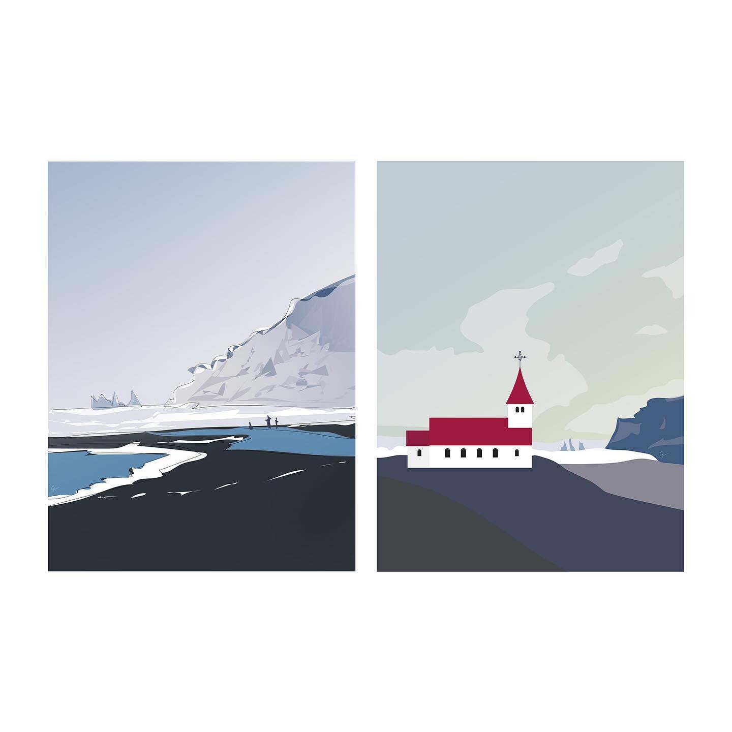 Two are Better than One: Art Print Pairs [ Vik, Iceland 🇮🇸 - Banff National Park, Canada 🇨🇦 - Santorini, Greece 🇬🇷 ]