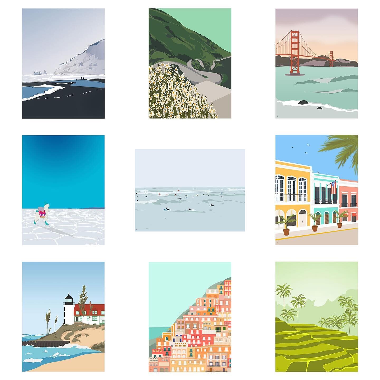 Recapping the bestselling travel art prints of 2023. 

The first two bestsellers are surprises in the best way, something old and something new. One of my very first pieces of Vik, Iceland 🇮🇸 continues to be a bestseller year after year. And a new 