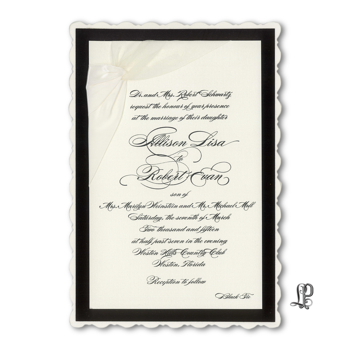 Elegant Formal Calligraphy with Bow