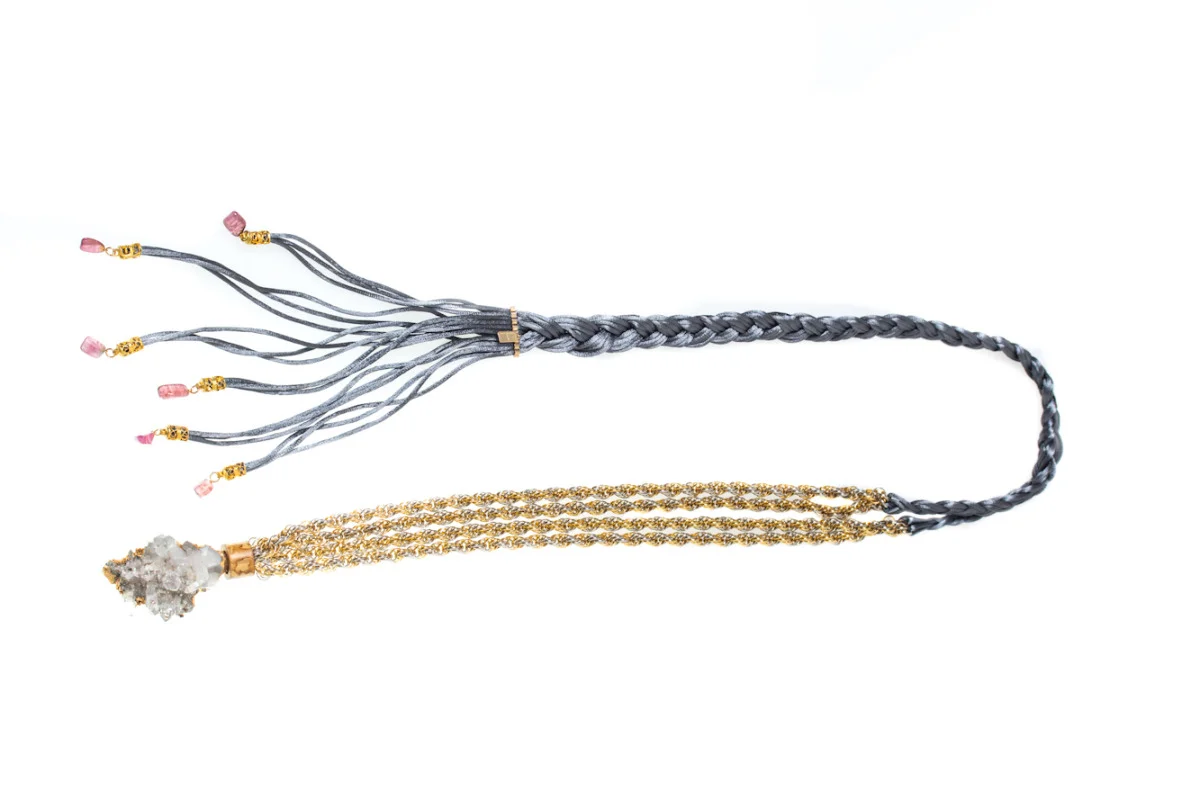 Quartz Crystal Braided Necklace