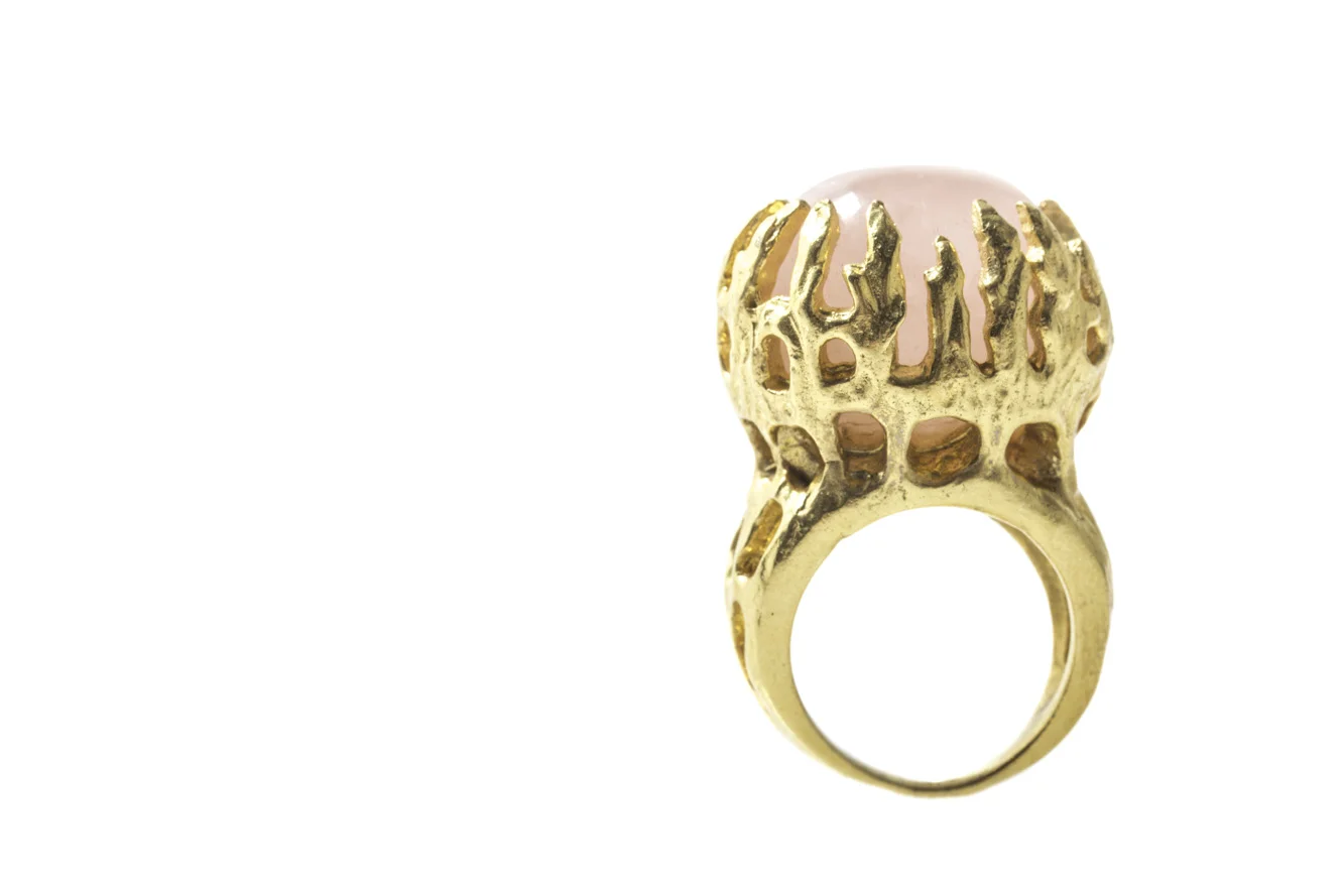 Rose Quartz Talon Ring