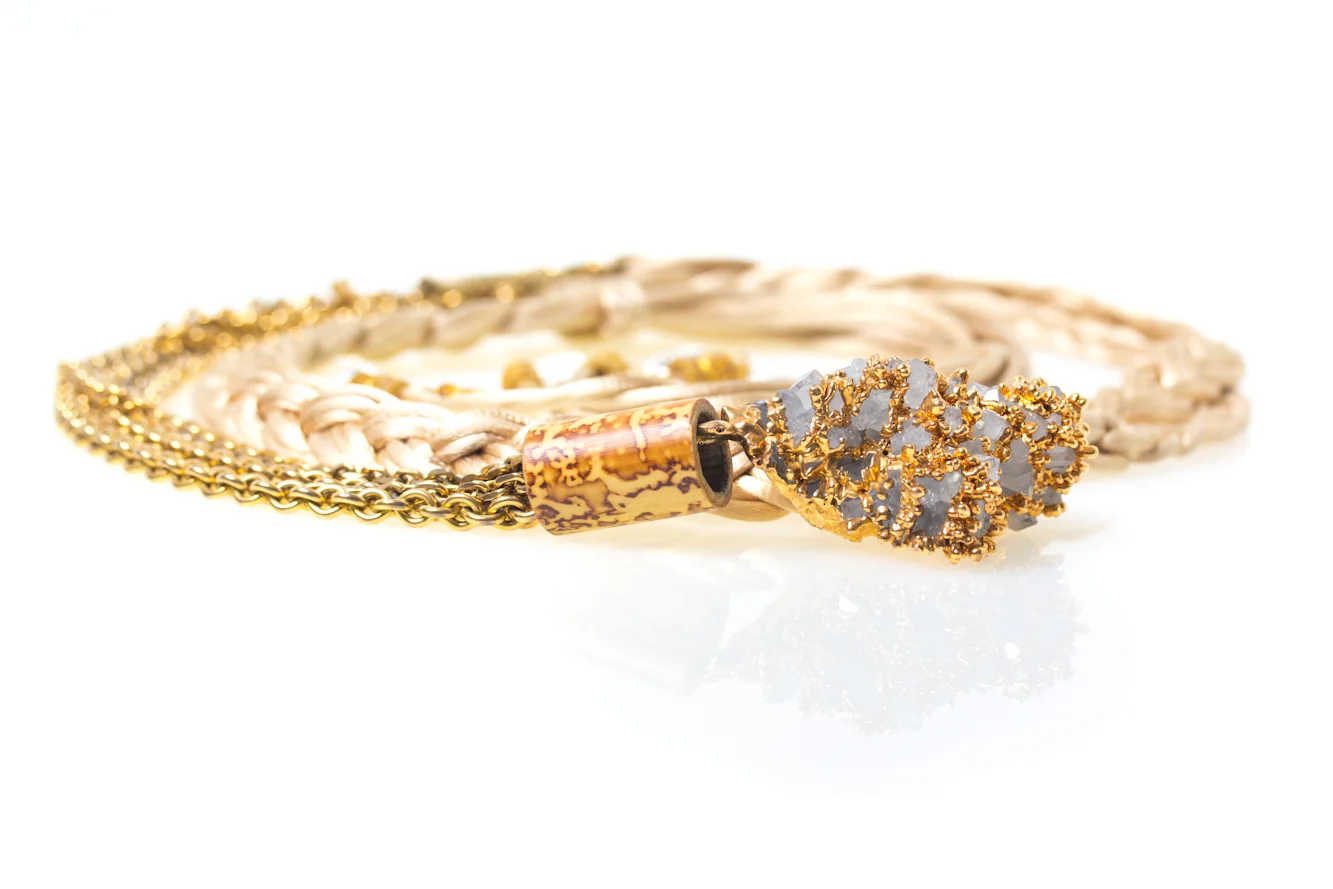 Aqua Quartz Crystal Braided Necklace