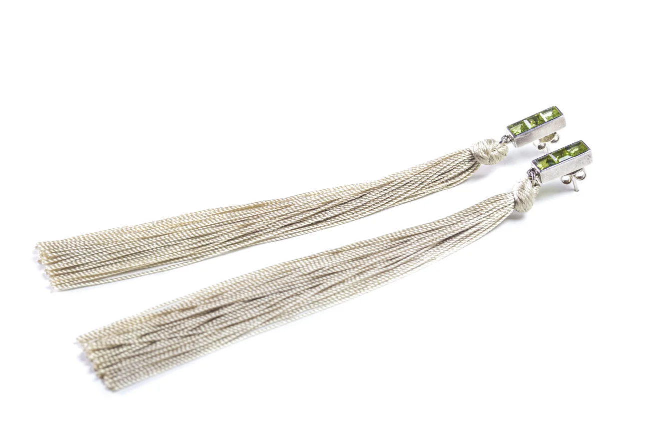 Peridot Tassel Earrings