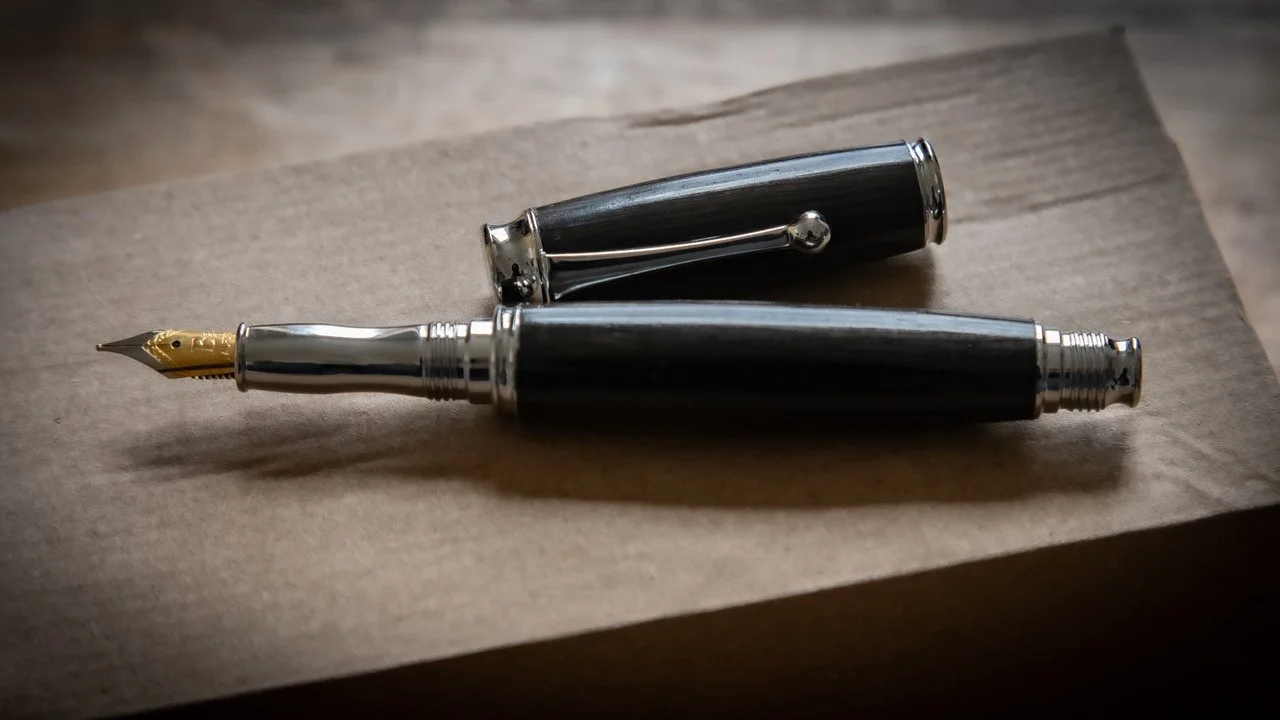 The pen which was presented by the young people of Bridport to those of Ukraine and to Lviv European Youth City 2025 through the Deputy Mayor of Lviv Andriy Moskalenko. - photograph by Robert Golden