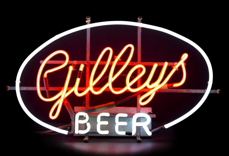 A Neon "Gilley’s Beer" Sign