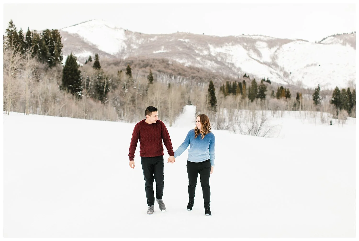 Snow Basin Winter Engagement Session | Utah Wedding Photographer | Rachel Lindsey Photography