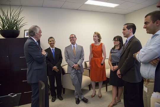 The lab team with Senator Markey, a proponent of government-funded Zika research.