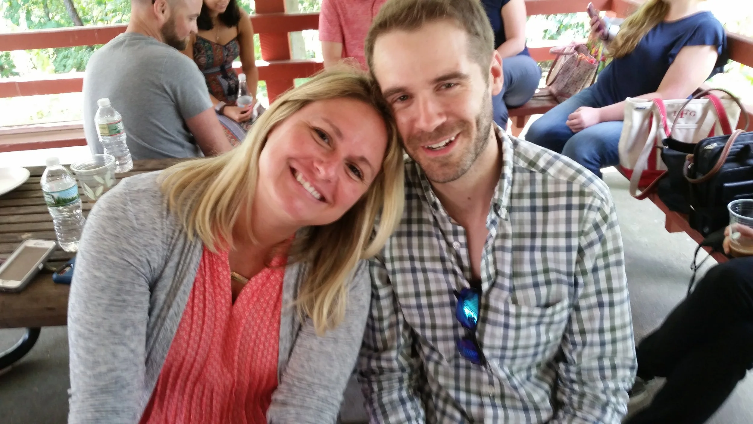 Dr. Barouch's assistant Alyssa Richardson and graduate student Justin Iampietro hang out together at the picnic. We're all friends here at the CVVR!
