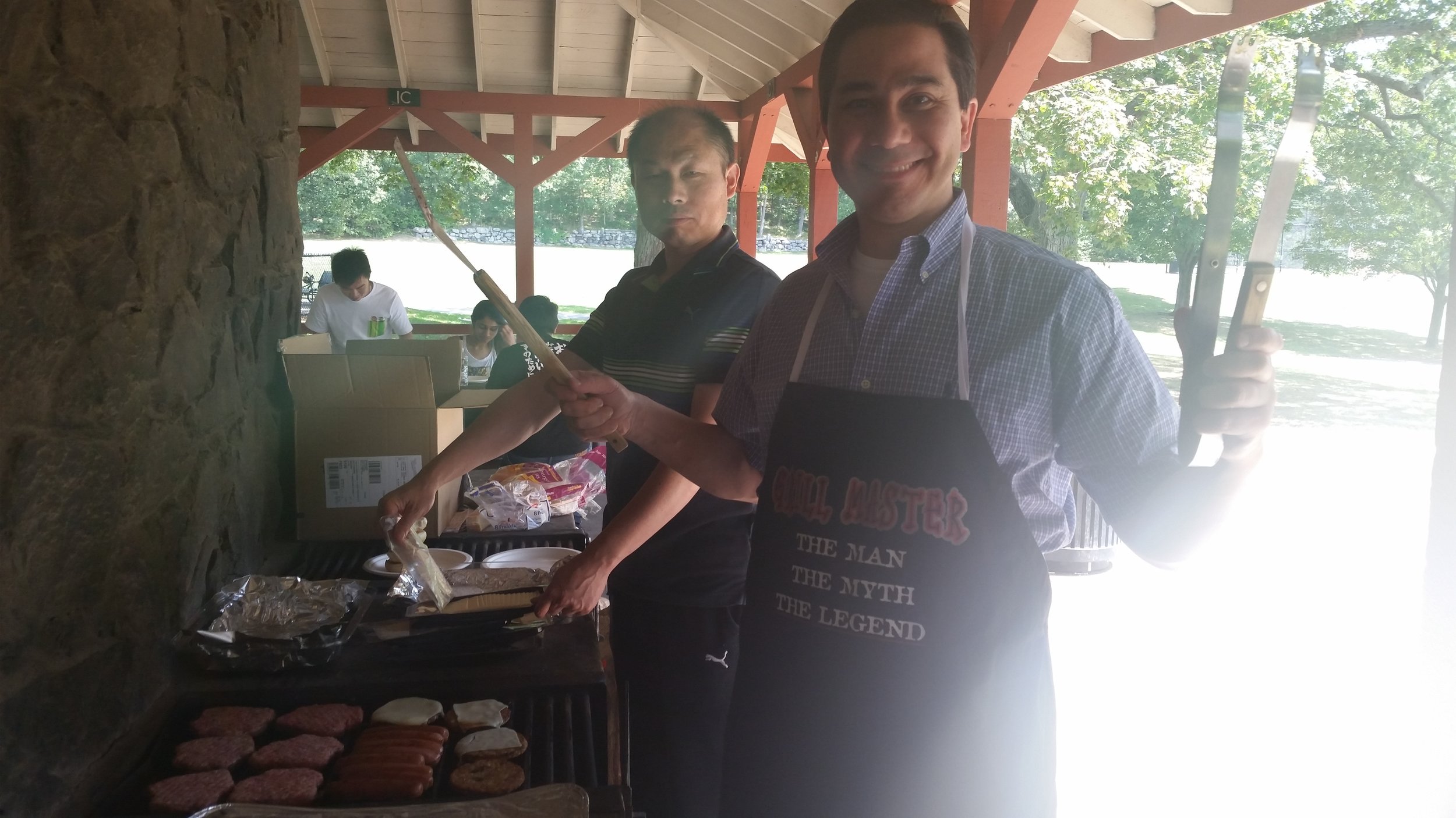 Dr. Barouch and Dr. Jinyan Liu man the grill!