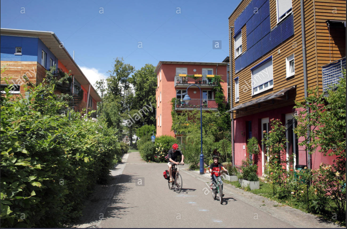 Freiburg Germany repurposed a 90 acre former military base as at the Vauban largely car-free suburb in the early 90’s: Very livable!