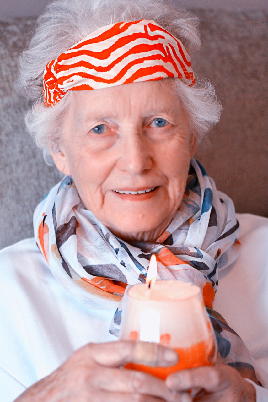 Rebecca’s Great-aunt (Teresa and Miriam’s mother) Pearl Hynes in her orange best