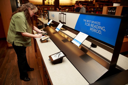 Kindles available to try in Amazon's physical bookstore