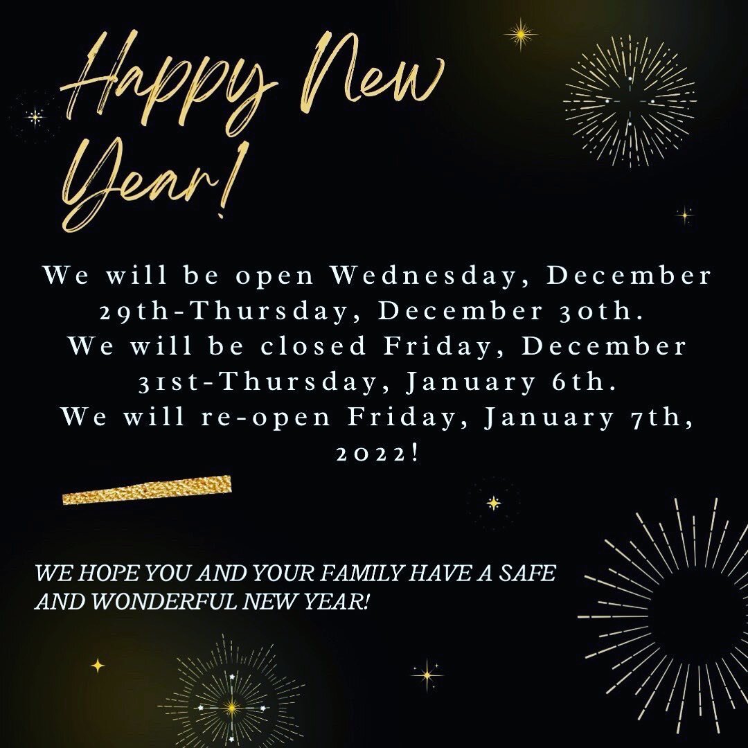 Come get y&rsquo;all&rsquo;s fix until we close for a fresh new year! We are so thankful for each and everyone of you who have made this such a great year after having such a hard one. We love each of y&rsquo;all! Open tonight and tomorrow!