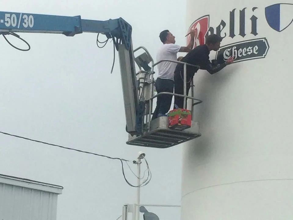 Roelli Cheese Haus water silo in Shullsburg, WI