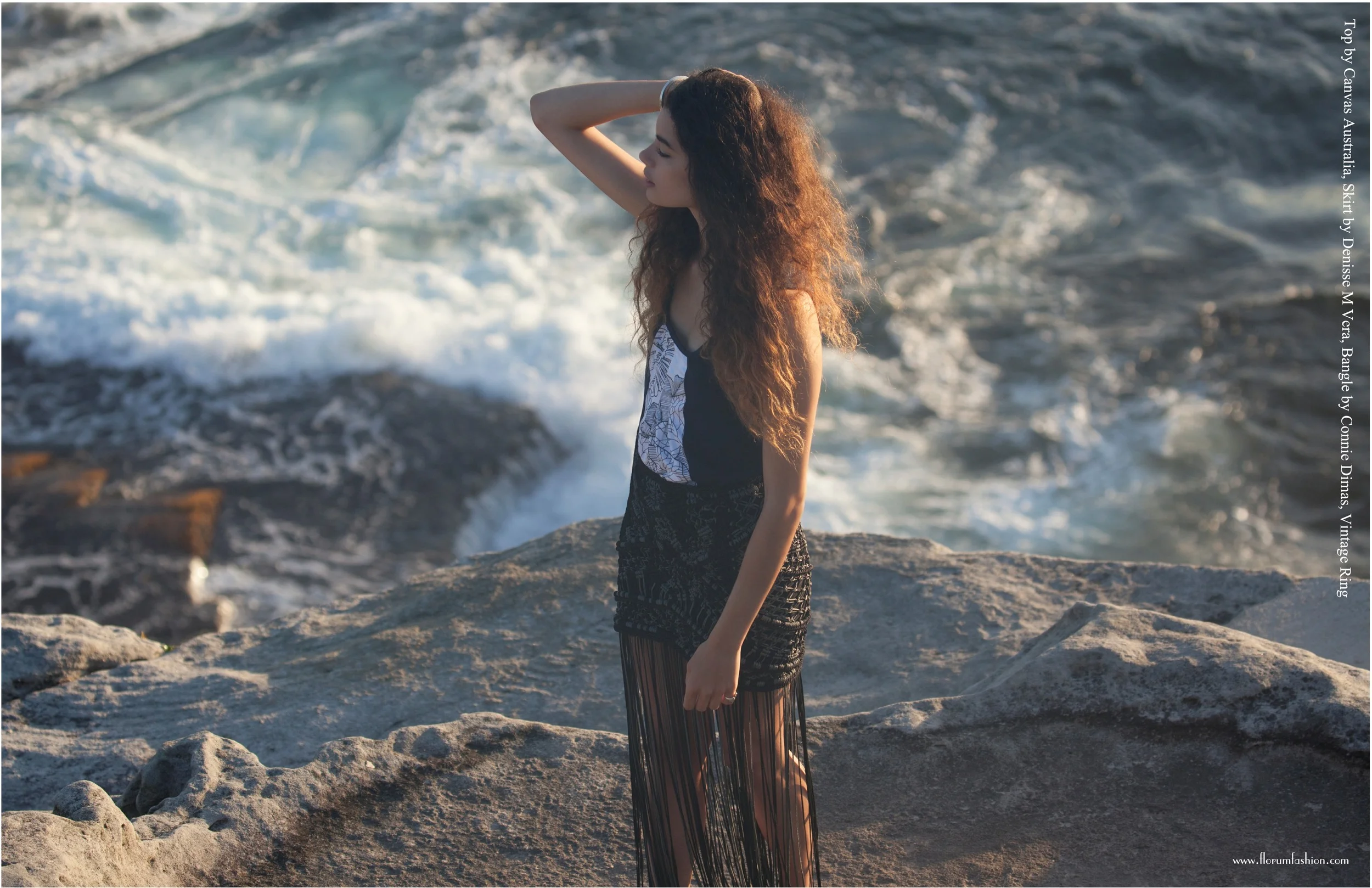 Top by Canvas Australia, Skirt by Denisse M Vera, Bangle by Connie Dimas, Vintage Ring &nbsp;