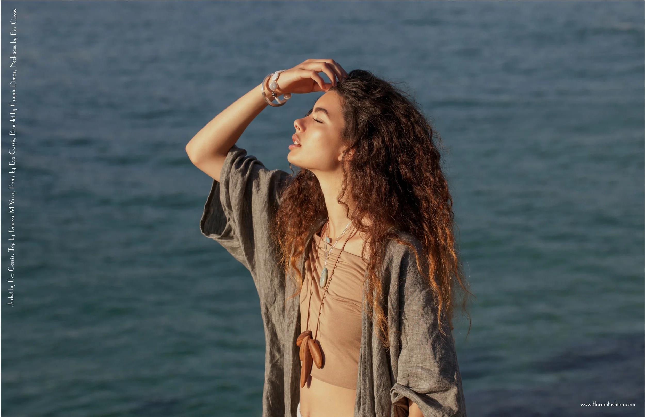 Jacket by Eva Cassis, Top by Denisse M Vera, Pants by Eva Cassis, Bracelet by Connie Dimas, Necklaces by Eva Cassis