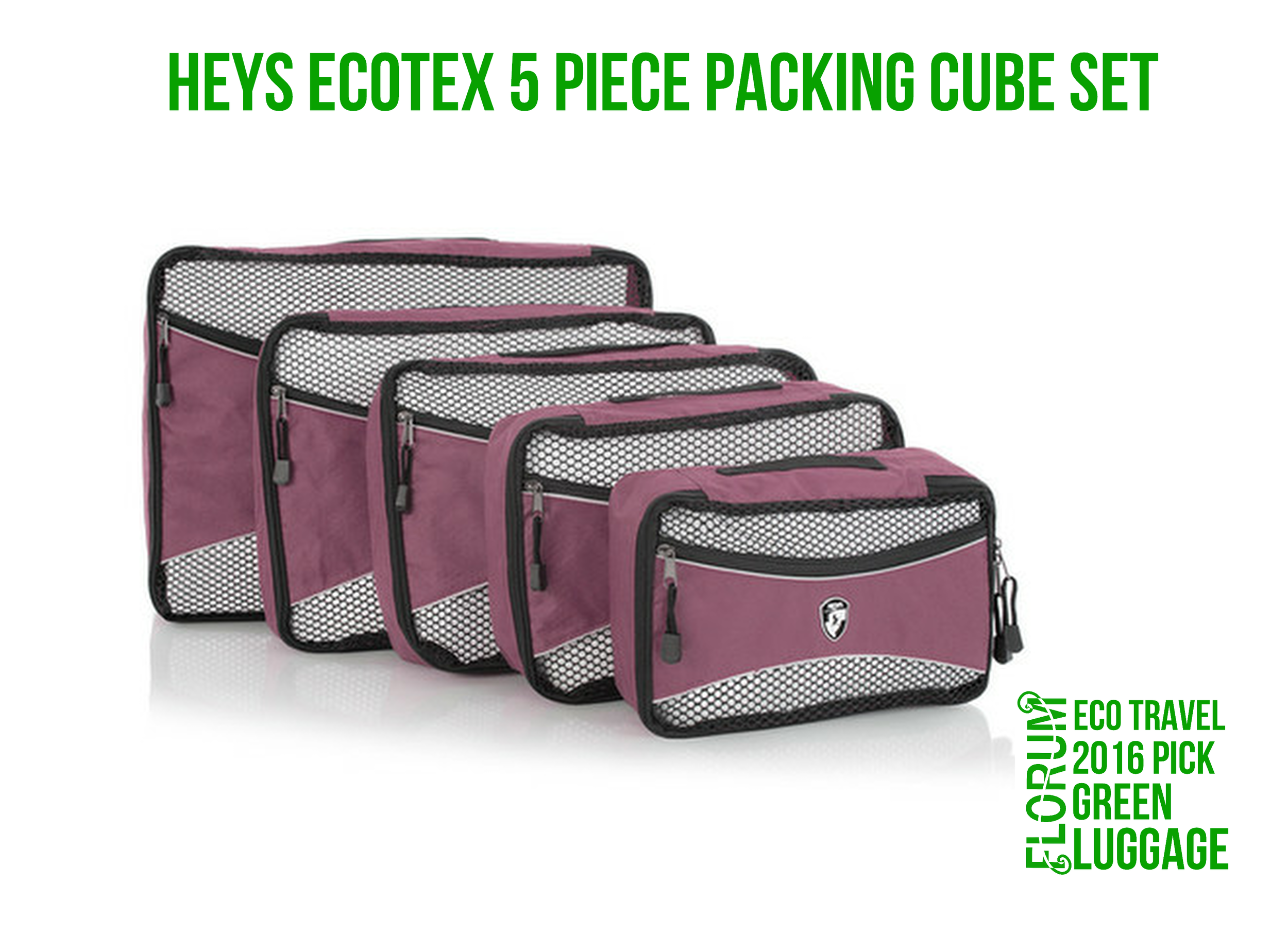 Florum Eco Travel 2016 Green Luggage Pick - Heys EcoTex 5 Piece Packing Cube Set - by Noelle Lynne