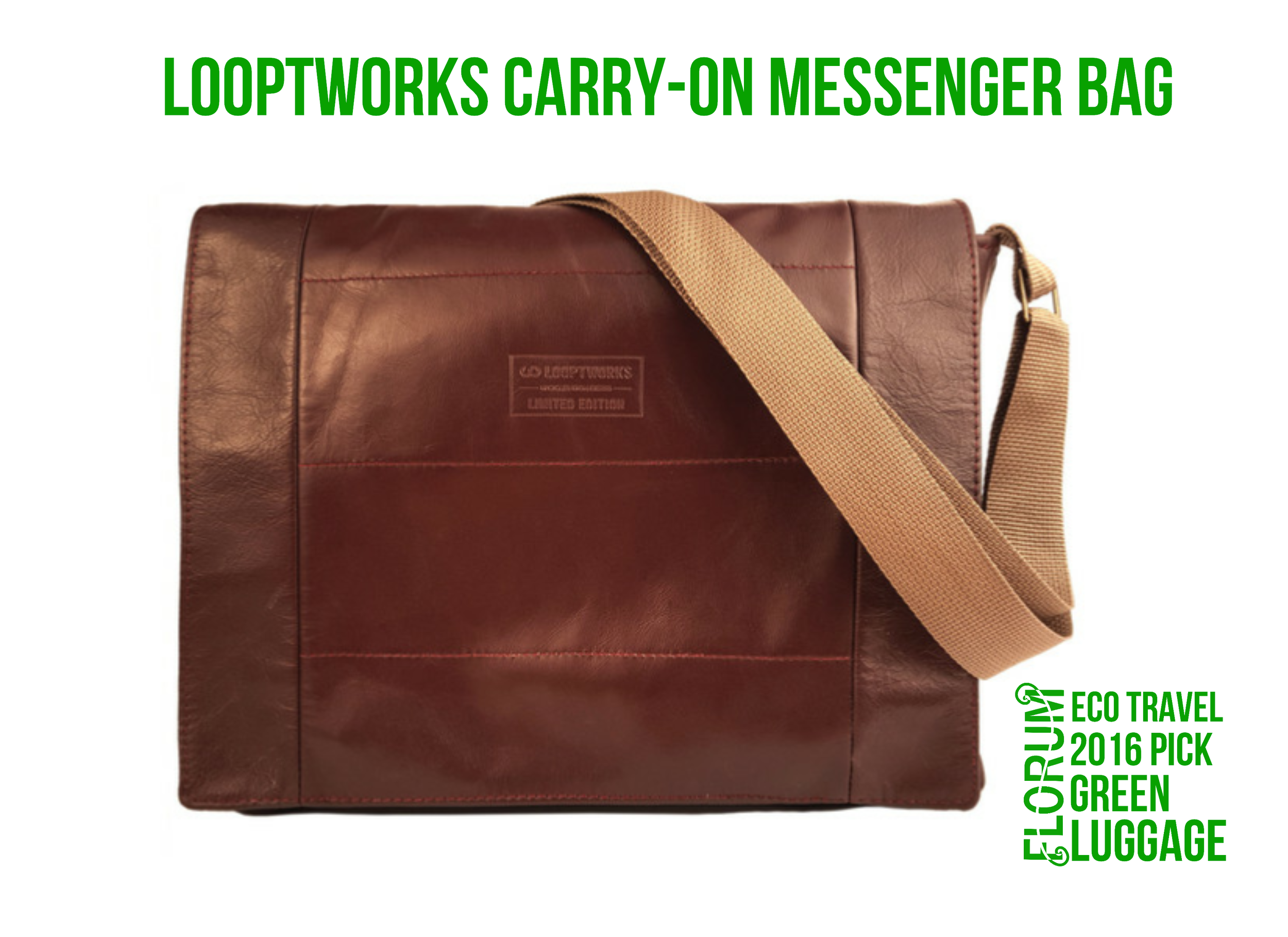 Florum Eco Travel 2016 Ethical Luggage Pick - LooptWorks Alaska Airlines Carryon Messenger - Noelle Lynne