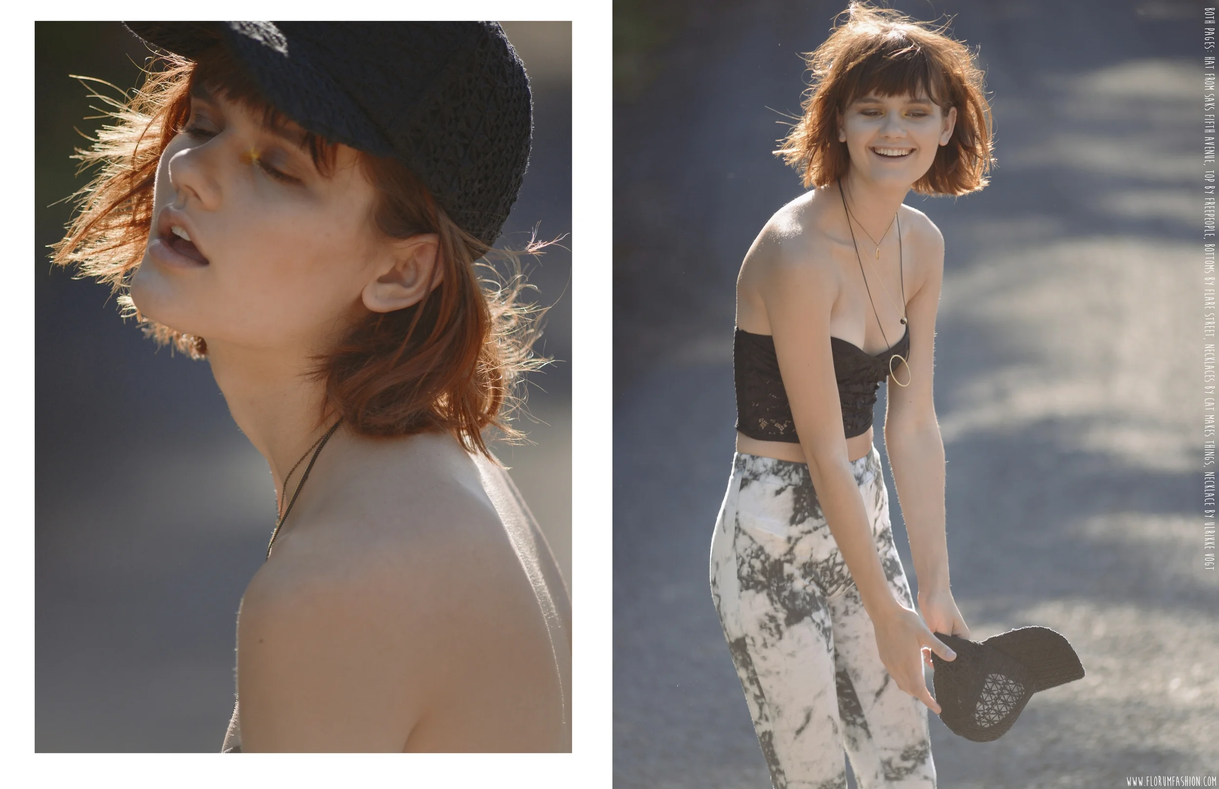 Above &amp; Below Pages: Hat from Saks Fifth Avenue, Top by Free People, Bottoms by Flare Street, Necklaces by Cat Makes Things, Necklace by Ulrikke Vogt