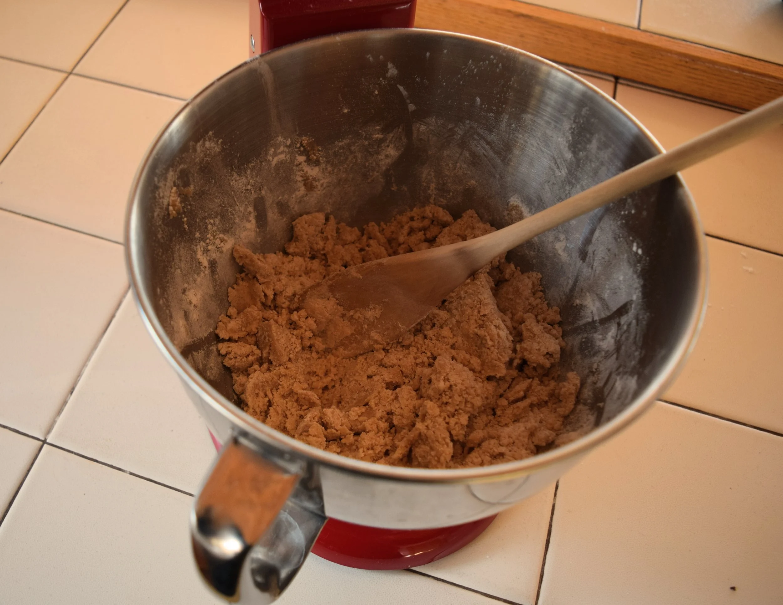 The dough will be a little on the crumbly side, but once you add the chips the dough will become more sticky.&nbsp;
