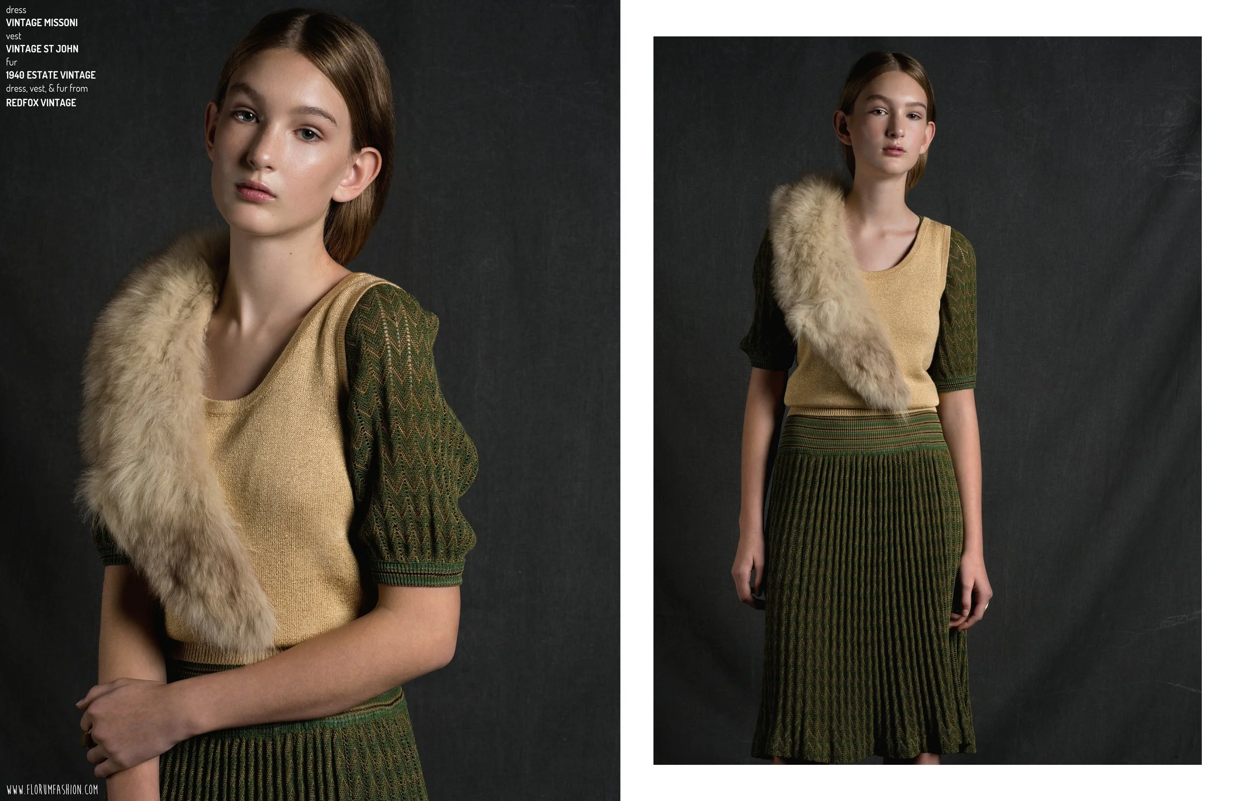 Evie McShane - Ivy Option Model and Media - Monica Ninh - Sarah Vale Rapp Avant Garden Vintage - Redfox - Portland Oregon - Oscar De La Renta - St John - Studio editorial - Webitorial -Florum Fashion Magazine