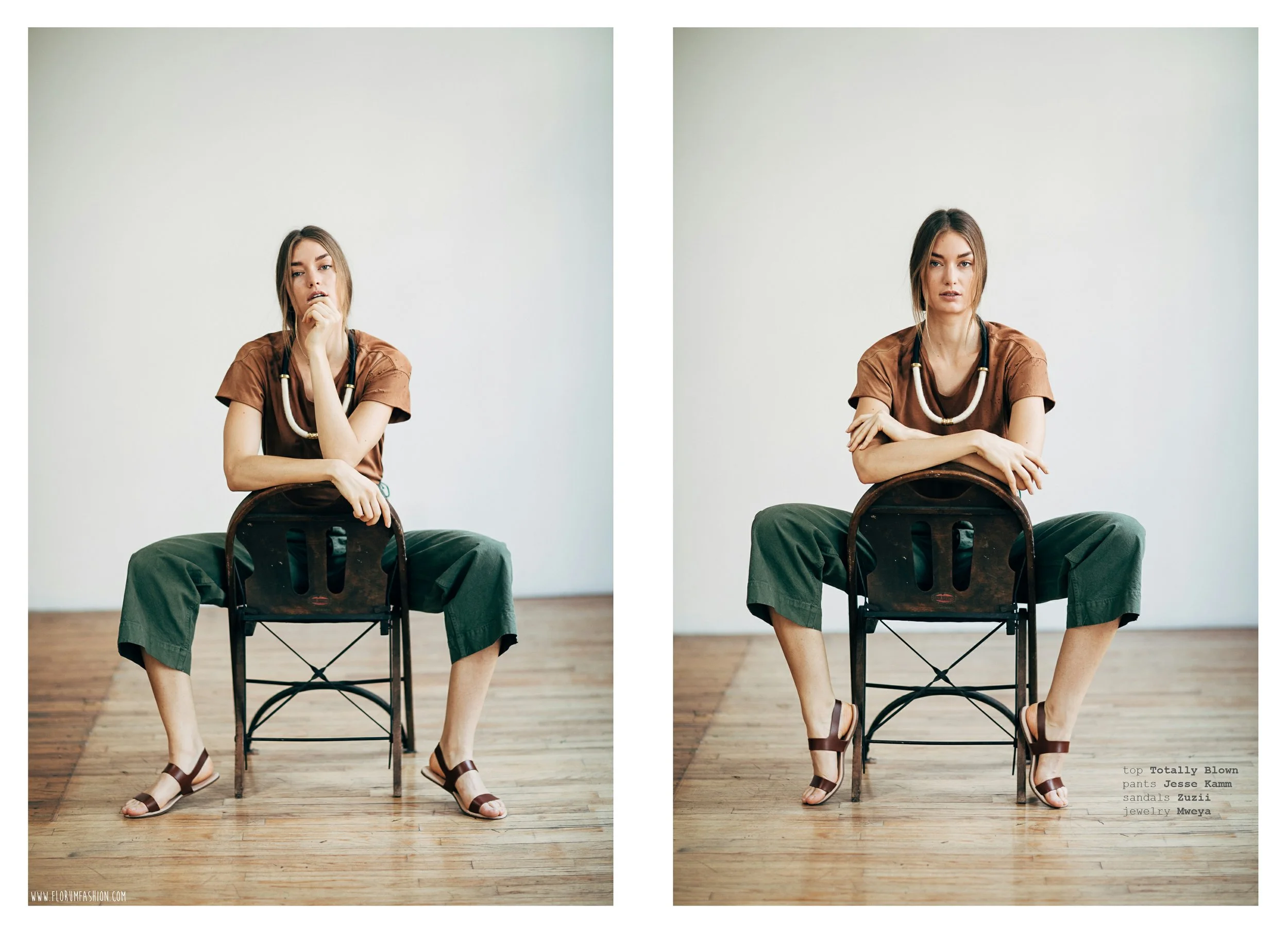 tee TOTALLY BLOWN pants JESSE KAMM sandal ZUZII necklace MWEYA