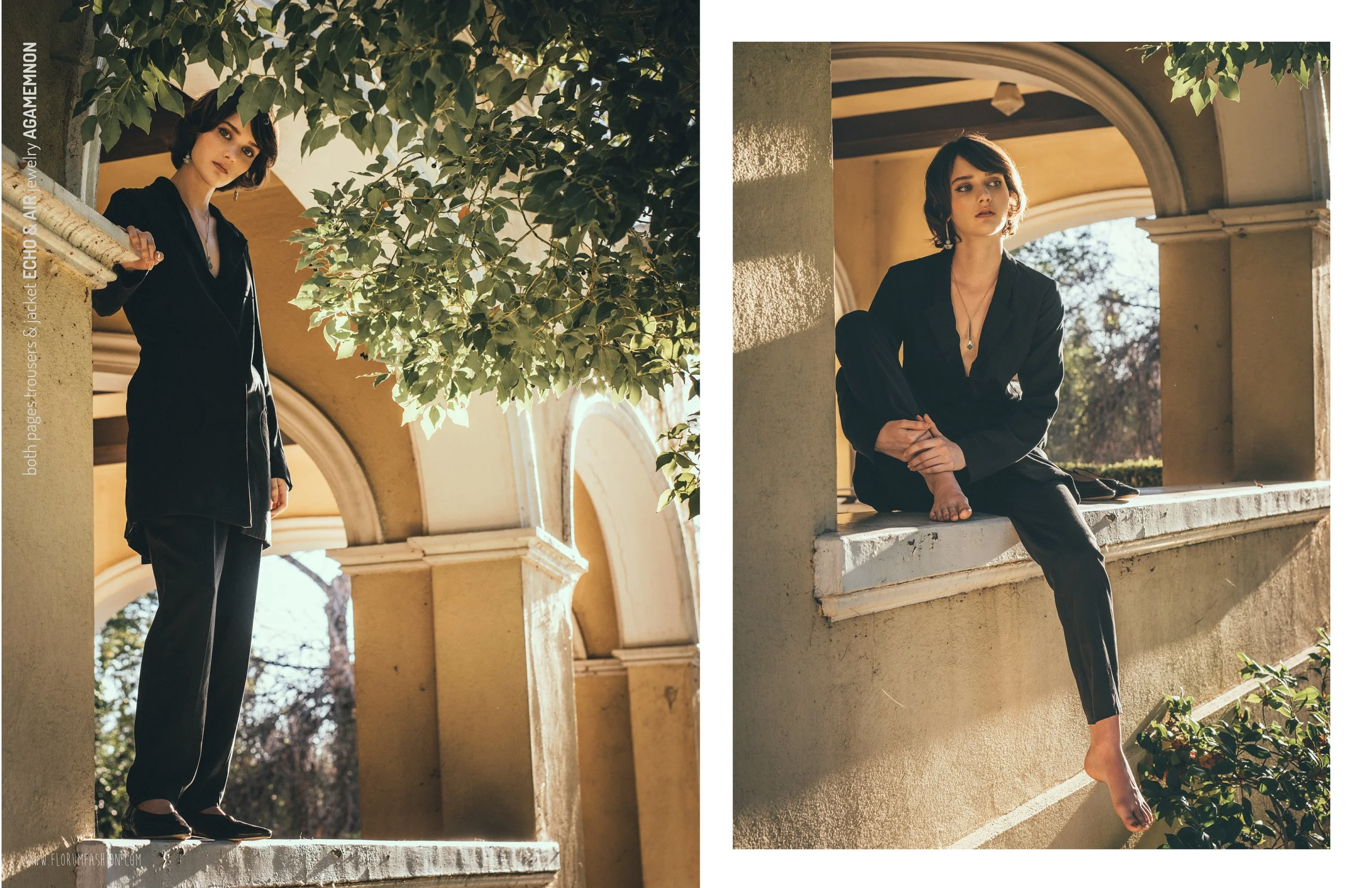 both pages I trousers & jacket ECHO & AIR jewelry AGAMEMNON