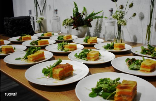 The first course was not only vegetarian but also dairy free.  Root vegetable terrine, almond milk soubise, upland cress sallet with local La Bourbon vinegar & pumpkin seed oil