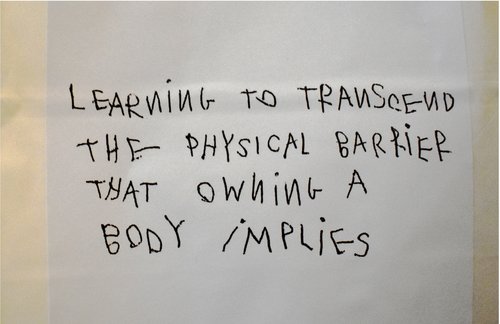 The popcorn during the movie was all labeled with the concept behind the short film. ‘Learning to transcend the physical barrier that owning a body implies’