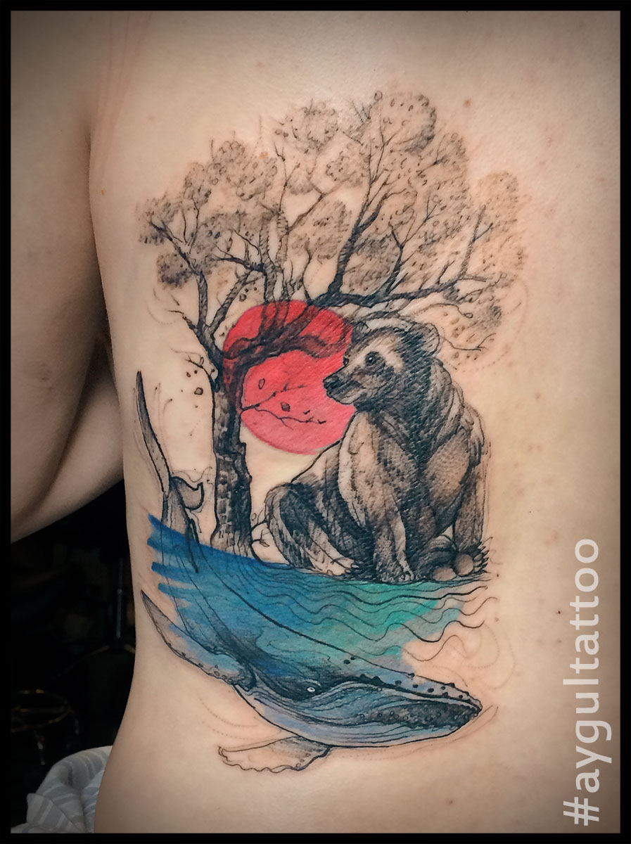 Grizzly Bear Tattoo in Watercolor Style by thewildtattoo on DeviantArt