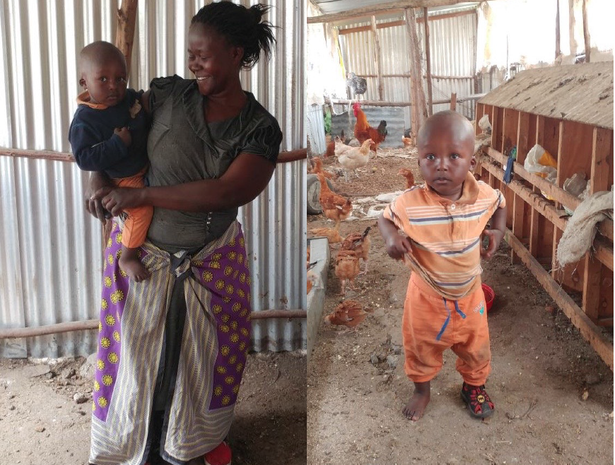  Anastacia and her son, enjoying the chickens 