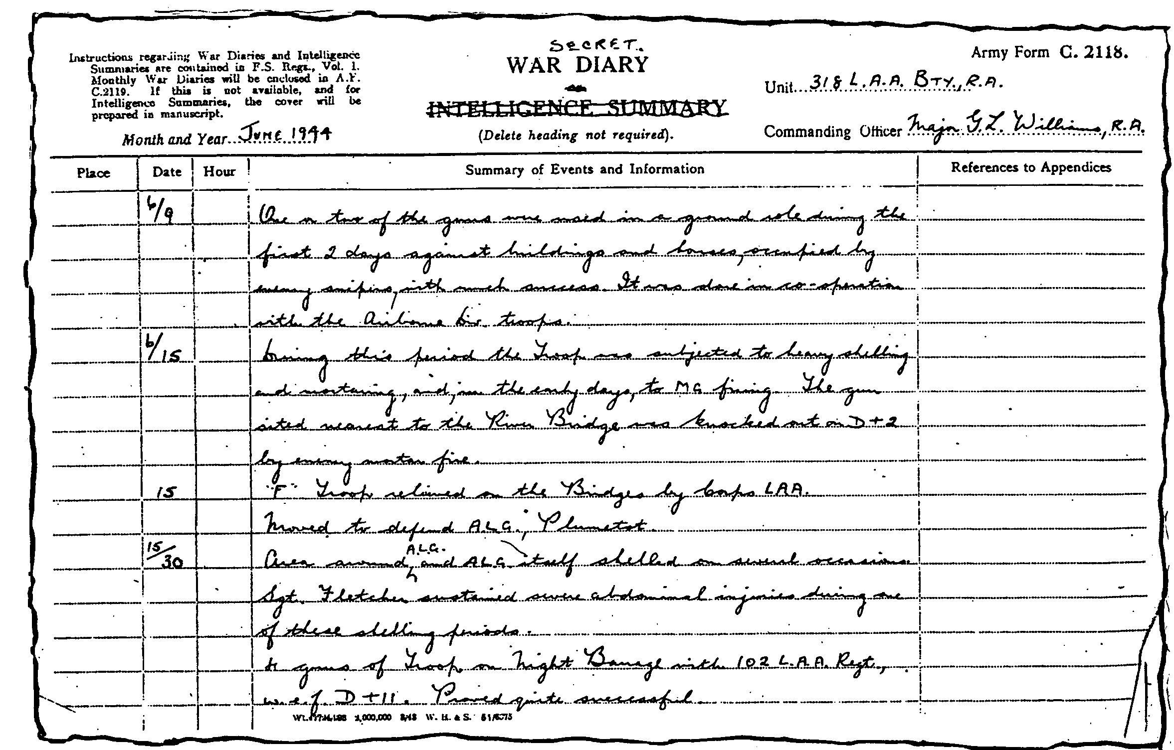 318 Battery War Diary for the D-Day period (2)