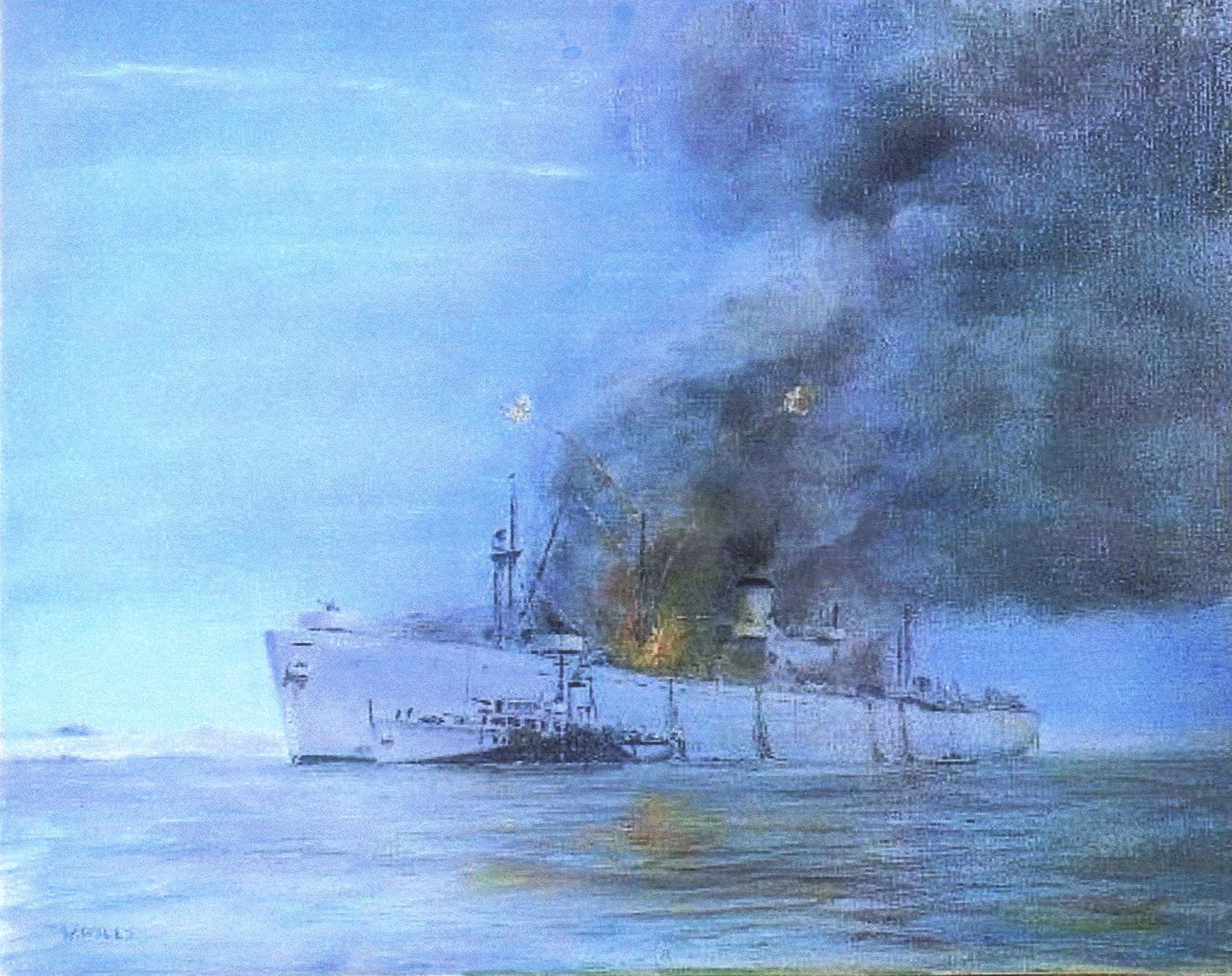 A superb painting by Bill Wills of the Sambut as he remembered it