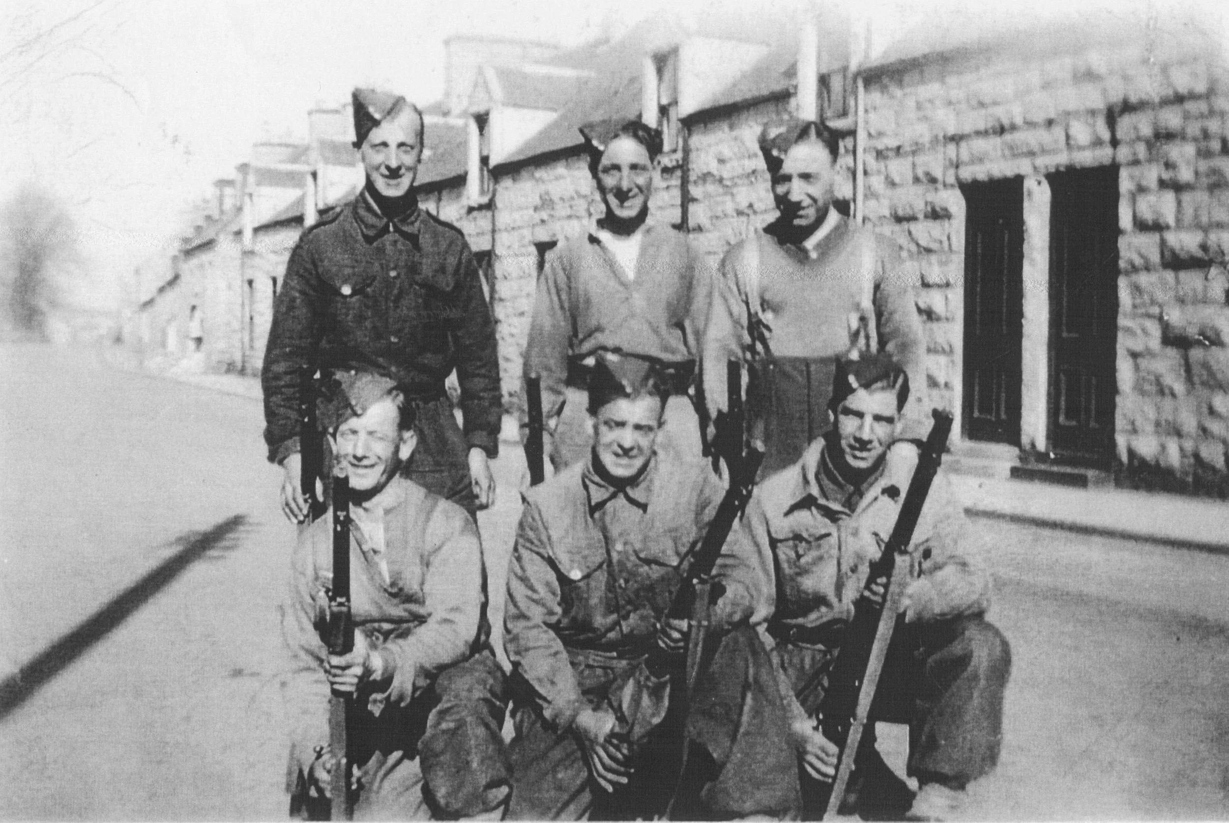 92nd LAA soldiers in Castle Douglas. John Potter is top right