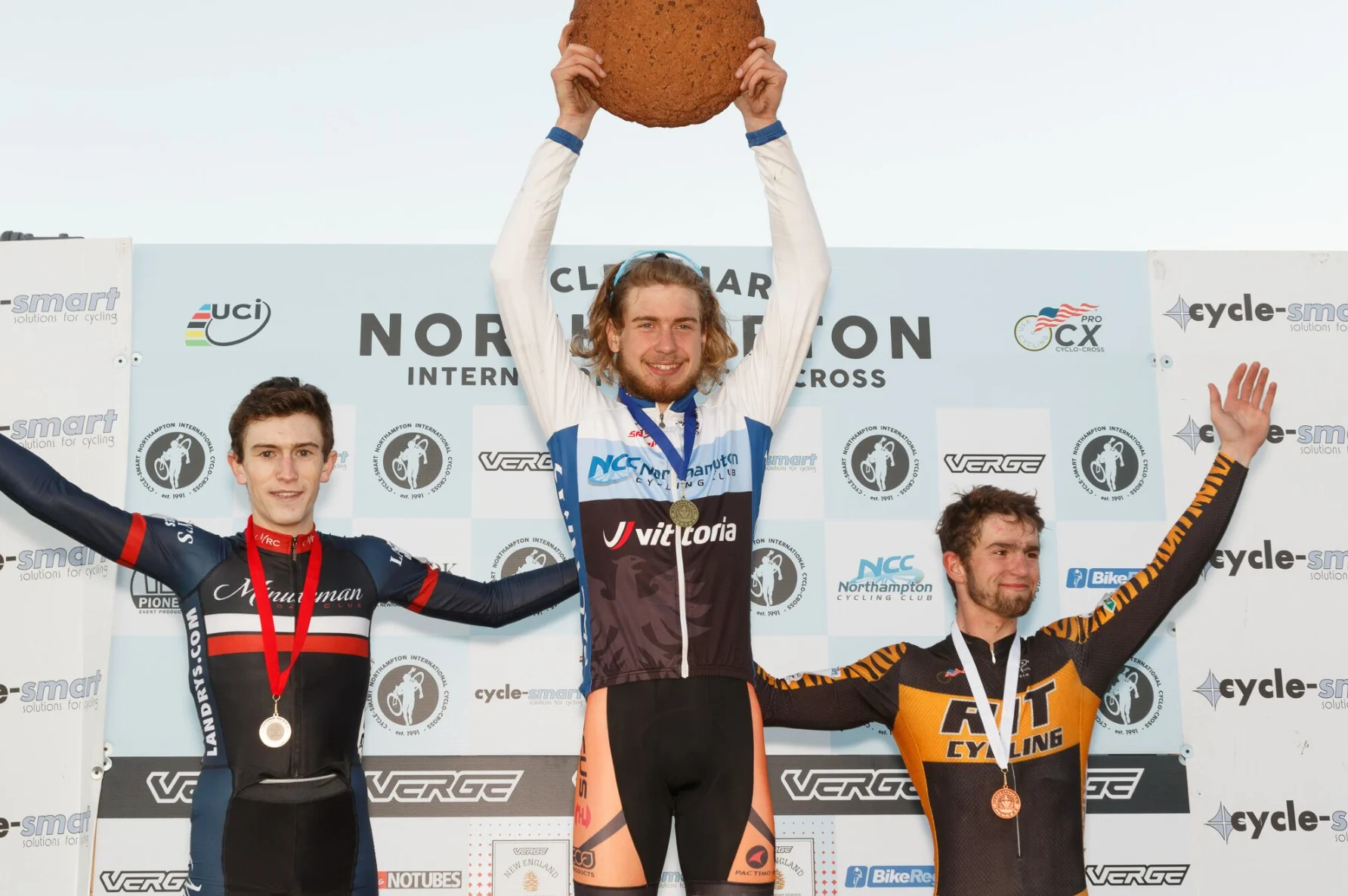 Victory is sweet! Scott Smith won the U23 at the Cycle-Smart Northampton International on Saturday and Sunday. Tart Baking Co. supplied the winner's cookie. Photo by Todd Prekaski.