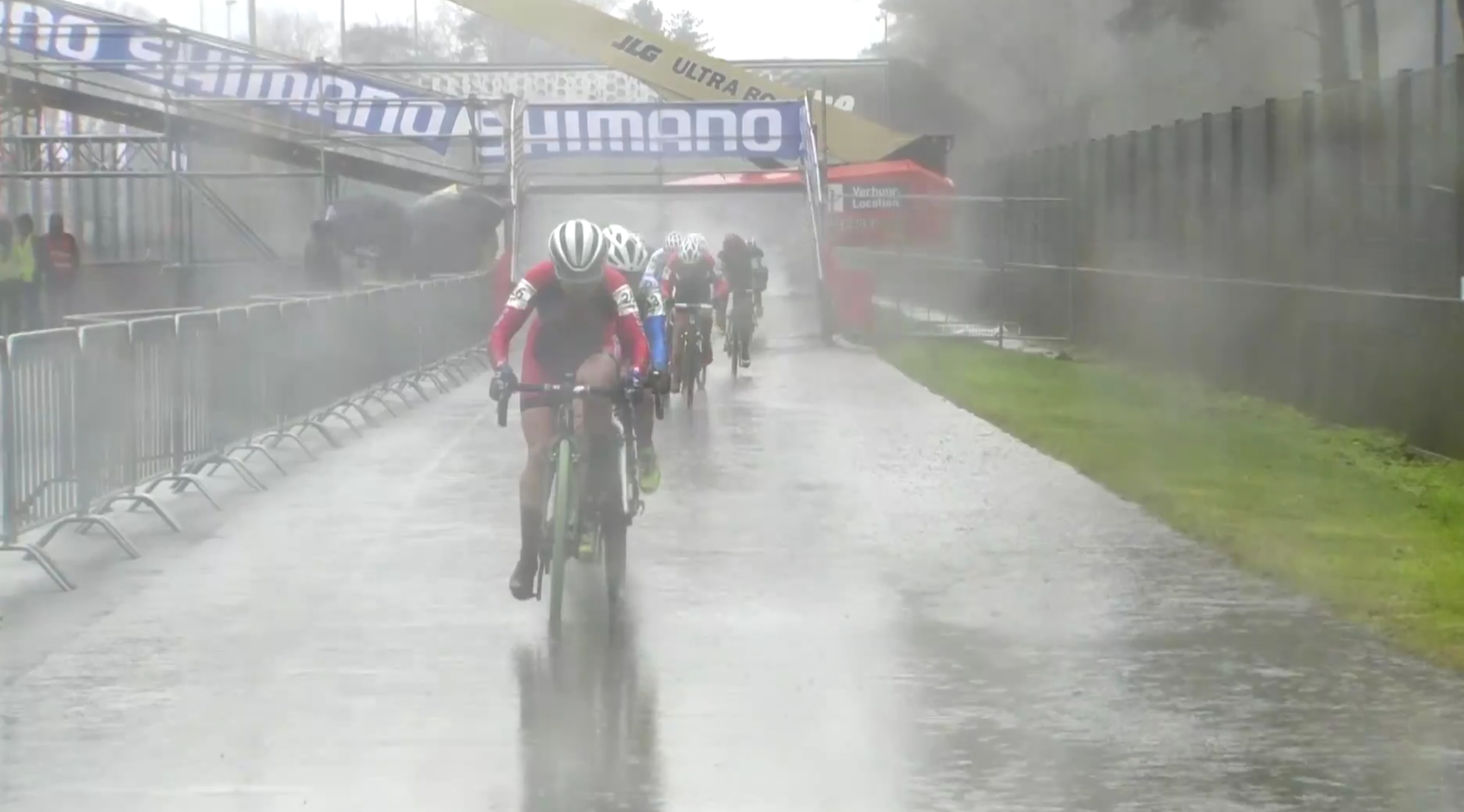 The downpour made it difficult to see and most riders had to ditch their glasses.