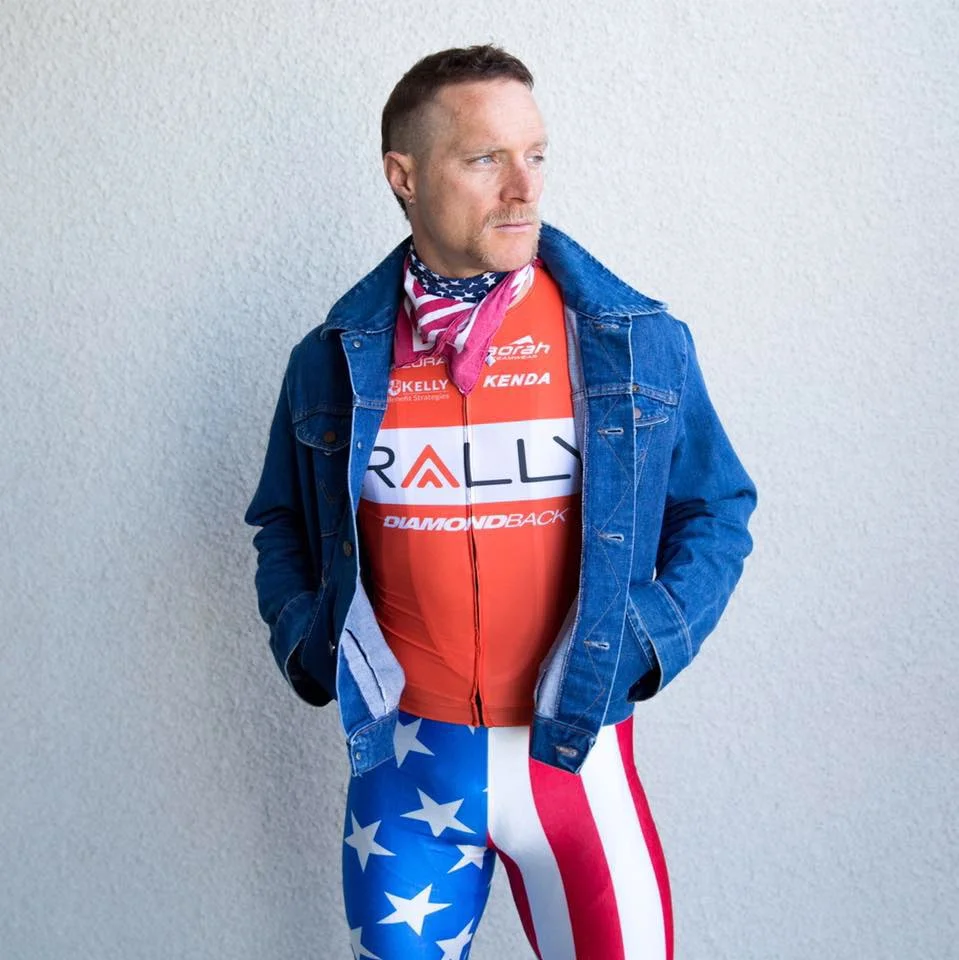 Huff posing in his Rally Cycling Team kit recently. Courtesy Brad Huff.