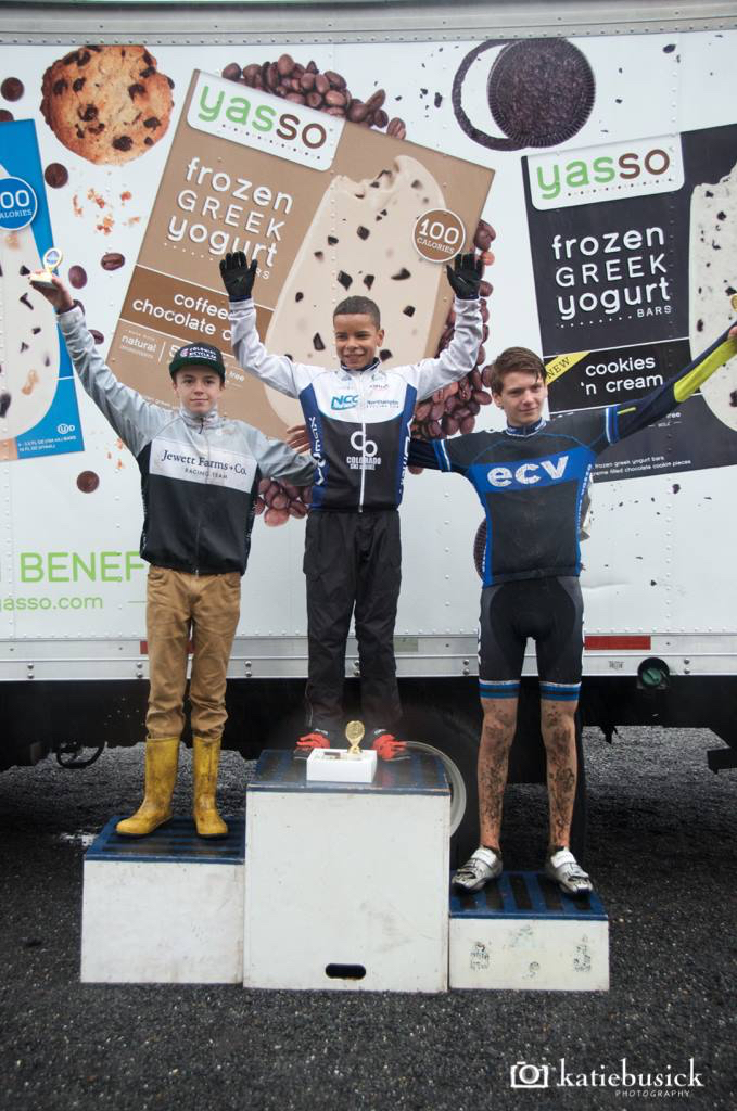 Jaden Wise won the cub 10-14 year-old race at Minuteman Cx on Sunday. He also won the last three previous races he entered this season. Photo by Katie Busick Photography.