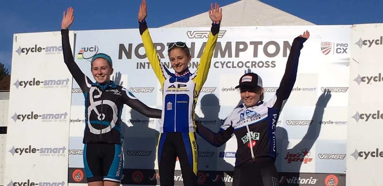 Anna Savage (right), got 3rd among Cat 3 junior women 15-18 on Saturday.
