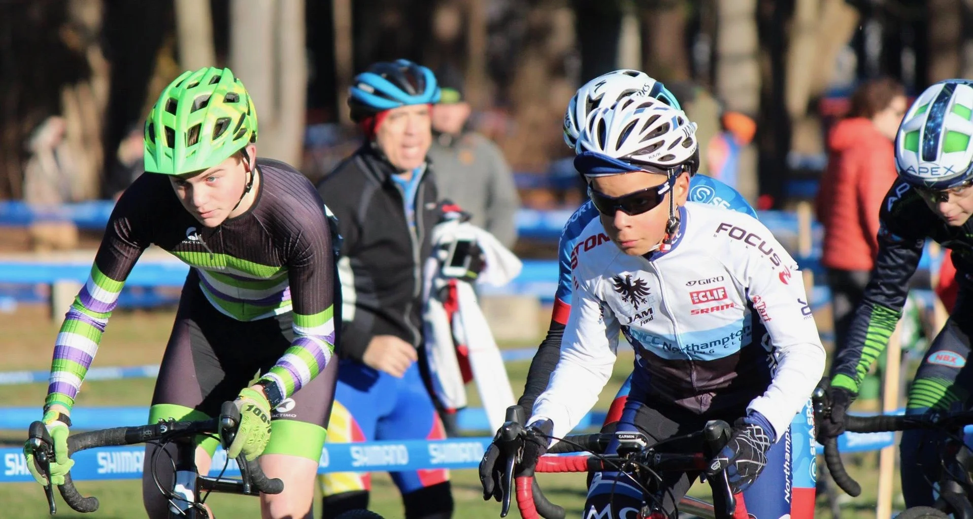 Jaden Wise (JAM/NCC) got the lead at the start of the junior 9-14 race and held it to the finish line, winning the race both days at NBX Gran Prix of Cyclocross and the Vittoria Northeast Cyclocross series. Photo by Aliicia Crowell Furrer.